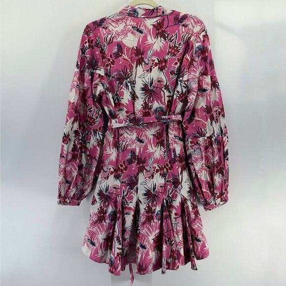 Chufy Ushi Mini Dress Pink Floral Long Sleeve Collared Button Down - Picture 3 of 8
